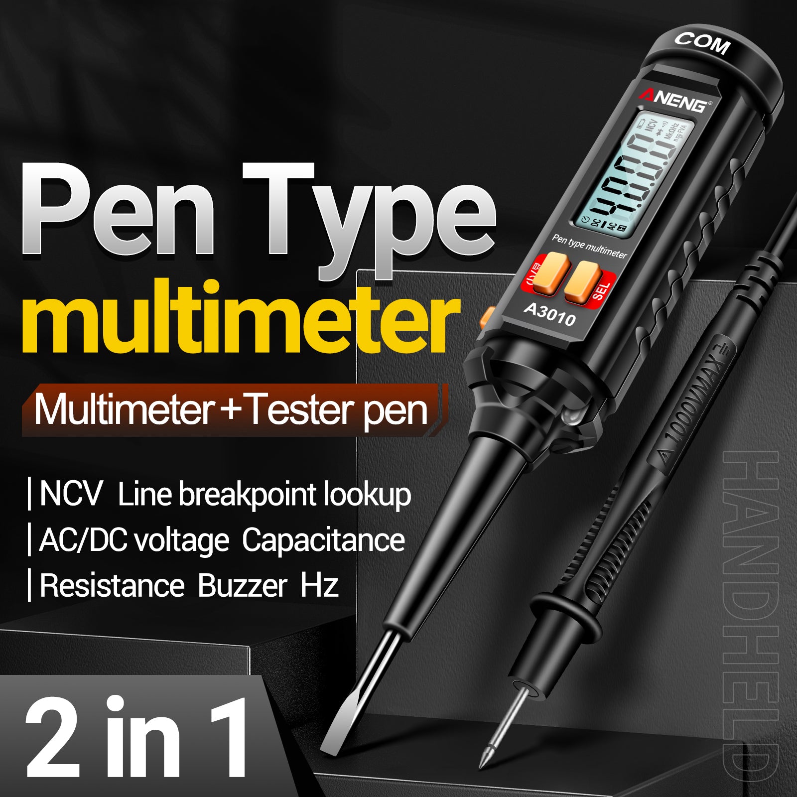 ANENG A3010 2-in-1 Digital Multimeter Test Pen Cable Breakpoint Tester DC / AC Voltage Capacitance Meter ANENG A3010 2-in-1 Digital Multimeter Test Pen Cable Breakpoint Tester DC / AC Voltage Capacitance Meter